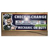 OIL CHANGE SIGN, PLASTIC/METAL FRAME, LIGHTS UP