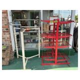ROUND CLOTHES RACK, RED ADJUSTABLE WIRE SHELF