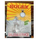 PORCELAIN ROLEX SALES+SERVICE SIGN, 1 SIDED