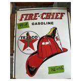 PORCELAIN TEXACO FIRE CHIEF GASOLINE SIGN
