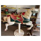 METAL CAROUSEL HORSE ON METAL COCA-COLA STAND