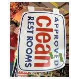 APPROVED CLEAN RESTROOMS 2 SIDED PORCELAIN SIGN