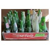 COCA COLA-WOODEN CRATE W VINTAGE BOTTLES