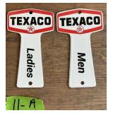 PORCELAIN TEXACO MEN/LADIES BATHROOM KEY HOLDERSX2