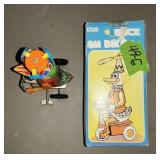 DUCK ON A BIKE, TIN TOY W BOX