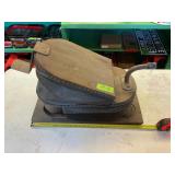 ANTIQUE LEATHER AND WOOD FOOT OPERATED BELLOWS