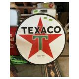 LARGE ROUND PORCELAIN DOUBLE SIDED TEXACO SIGN