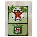 TEXACO GREEN STAMPS ONE SIDED METAL SIGN