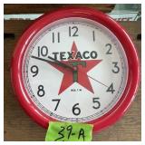 TEXACO BATTERY WALL CLOCK, UNTESTED