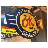 OK USED CARS PORCELAIN DOUBLE SIDED SIGN