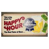 WOOD PABST BLUE RIBBON HAPPY HOUR SIGN