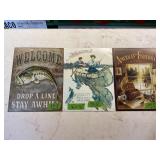 3 METAL FISHING SIGNS