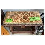 ANTIQUE UPHOLSTERED STORAGE FOOTSTOOL/BENCH