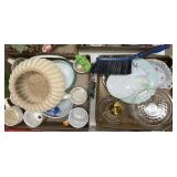 LOT: DECORATIVE DISHES/PLATE, HAND BROOM, ETC