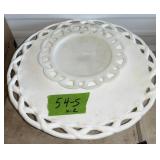 MILK GLASS CAKE STAND & MILK GLASS PLATE