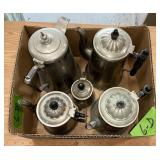 METAL COFFEE/TEA POTS, 2 ARE ROME METAL WARE