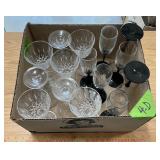BLACK STEM GLASS CHAMPAGNE FLUTES X7, ETC