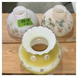 HAND-PAINTED GLASS LAMP SHADES X3
