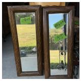 RECTANGULAR WOOD-FRAMED BEVELED MIRRORS X2