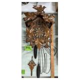 WOODEN GERMAN CUCKOO CLOCK,HAND CARVED MAPLE LEAF