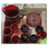 RUBY RED GLASSWARE SEE DETAILS