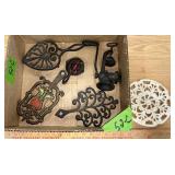 PENNSYLVANIA DUTCH HAND PAINTED CAST IRON TRIVET..