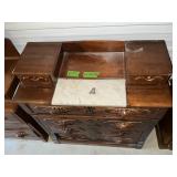 VICTORIAN WALNUT DRESSER WITH MARBLE TOP (CRACKED)