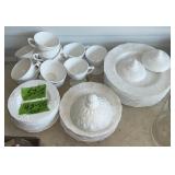 MILK GLASS DISHES, 42 PIECES