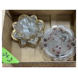 EARLY AMERICAN PRESSED GLASS COVERED BUTTER ETC