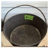CAST IRON POT WITH LEGS REMOVED, 13' ACROSS
