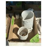 MENTHOLATUM JARS; 2 STONEWARE GLAZED PITCHERS