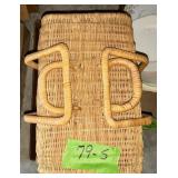 WICKER SEWING BASKET, KNITTING NEEDLES