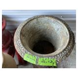 ORNATE WEATHERED CAST IRON GARDEN URN PLANTER