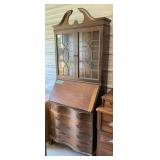 WOODEN WALNUT SECRETARY WITH BALL AND CLAW FEET