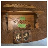 CARVED OAK WALL-MOUNTED DISPLAY SHELF
