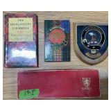 SCOTTISH TARTAN, COOKBOOK, CLANS BOOK AND PLAQUE