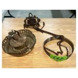 ANTIQUE HANGING KEROSENE OR OIL LAMP HANGER X2