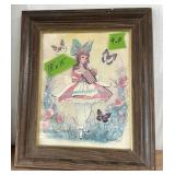 BIG EYE GIRL WITH FLOWERS AND BUTTERFLIES ï¿½ FRAMED