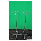 Lot of (2) Two IV Hooks on Rolling Stands