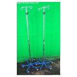 Lot of (2) Stainless Steel Four Hook IV Stands (1)