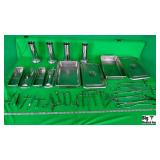 Lot of Various Stainless Steel Trays with Covers &