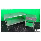 1 Stainless Steel Table ( 24x48x34 ) & 1 Cart w/ D 1 Stainless Steel Table ( 24x48x34 ) & 1 Cart w/ D