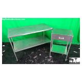 1 Stainless Steel Table ( 24x48x34 ) & 1 Cart w/ D