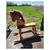 Wooden Rocking Horse with Yarn Mane