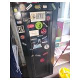 Black Metal Gun Cabinet with Decals
