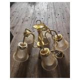 Brass Chandelier with Glass Shades