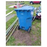 Blue Wheeled Trash Bin