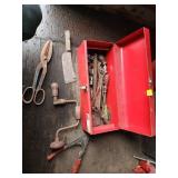 Vintage Metal Toolbox with Tools
