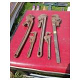 5 X BID Five Vintage Pipe Wrenches
