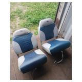2X BID Two Blue and White Boat Seats